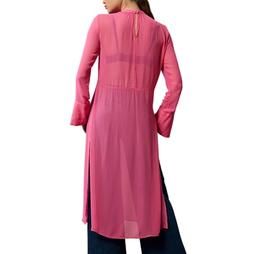 NWT Anthropologie Womens Long Sleeve Sheer Tunic Dress Pink Bell Sleeve Size XL - Picture 2 of 12